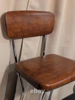 Vintage Cosco Step Stool Kitchen Stool Chrome Brown Mid Century Retro Sturdy