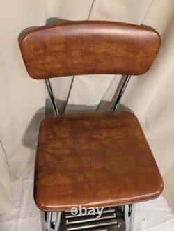 Vintage Cosco Step Stool Kitchen Stool Chrome Brown Mid Century Retro Sturdy