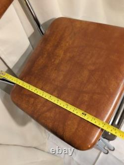 Vintage Cosco Step Stool Kitchen Stool Chrome Brown Mid Century Retro Sturdy