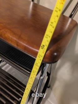 Vintage Cosco Step Stool Kitchen Stool Chrome Brown Mid Century Retro Sturdy