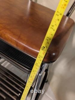 Vintage Cosco Step Stool Kitchen Stool Chrome Brown Mid Century Retro Sturdy