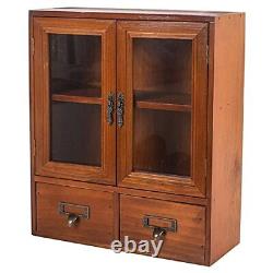 Vintage Counter Top Cabinet, 12x4.7x14Medicine Cabinet, plexiglass & Brown