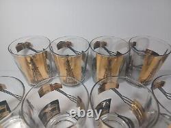 Vintage Culver Style Oil Rig Gold Glasses 22K Gold Refinery Dinosaur Glass Cups