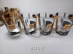 Vintage Culver Style Oil Rig Gold Glasses 22K Gold Refinery Dinosaur Glass Cups