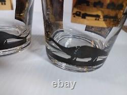 Vintage Culver Style Oil Rig Gold Glasses 22K Gold Refinery Dinosaur Glass Cups