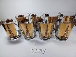 Vintage Culver Style Oil Rig Gold Glasses 22K Gold Refinery Dinosaur Glass Cups