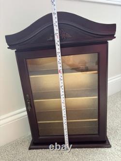 Vintage Curio Cabinet Shadow Box Wood Shelf Glass Door Wall Hanging 18 Display