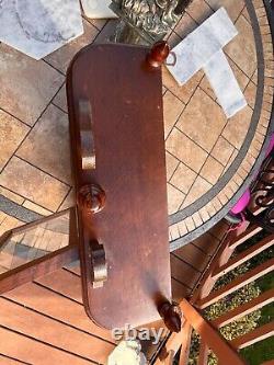 Vintage Curio Cabinet Wood 3 Shelves Glass Door Footed Tabletop Wall Hanging