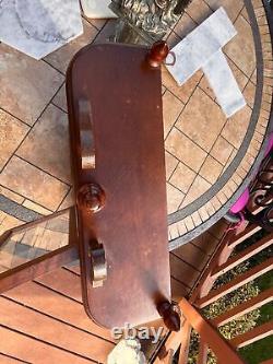 Vintage Curio Cabinet Wood 3 Shelves Glass Door Footed Tabletop Wall Hanging