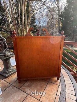 Vintage Curio Cabinet Wood 3 Shelves Glass Door Footed Tabletop Wall Hanging