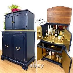 Vintage DRINKS CABINET / COCKTAIL CABINET / BAR painted in Navy Blue and Gold