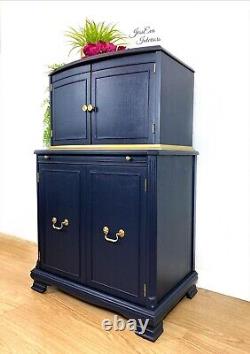 Vintage DRINKS CABINET / COCKTAIL CABINET / BAR painted in Navy Blue and Gold