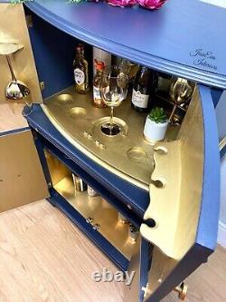 Vintage DRINKS CABINET / COCKTAIL CABINET / BAR painted in Navy Blue and Gold