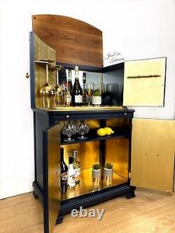 Vintage DRINKS CABINET / COCKTAIL CABINET / BAR painted in Navy Blue and Gold