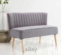 Vintage Danish Sofa 2 Seater Loveseat Small Linen Couch Retro Seat Room Settee