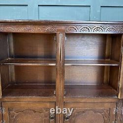 Vintage Dark Oak Glazed Cabinet / Oak Bookcase /Gin Cupboard /Display Cabinet