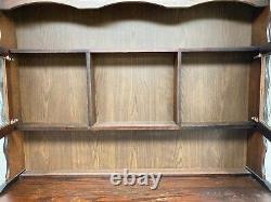 Vintage Dark Wood Welsh Dresser Sideboard Cupboard Drawers Shelves Kitchen Unit
