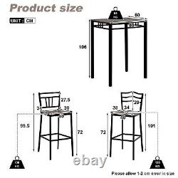 Vintage Dining Table Breakfast Bar Table and Stools Chairs Kitchen Furniture Set