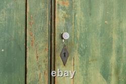 Vintage Distressed Green Painted Pine Tall Storage Cupboard