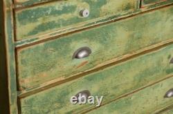 Vintage Distressed Green Painted Pine Tall Storage Cupboard
