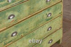 Vintage Distressed Green Painted Pine Tall Storage Cupboard