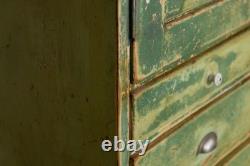 Vintage Distressed Green Painted Pine Tall Storage Cupboard