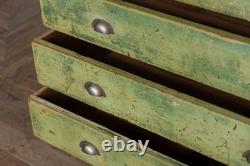 Vintage Distressed Green Painted Pine Tall Storage Cupboard