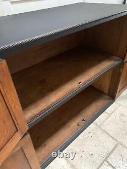 Vintage Early C20th Large Oak School Storage Cupboard Part Painted In Black