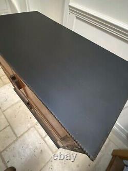 Vintage Early C20th Large Oak School Storage Cupboard Part Painted In Black