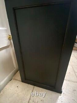 Vintage Early C20th Large Oak School Storage Cupboard Part Painted In Black