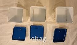 Vintage Enamel Bread Bin, Tea, Coffee, Sugar & Biscuit set Embossed Letters