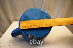 Vintage Enamel Tea Kettle Blue Metal Teapot With Lid Spout Retro Kitchen DecorR