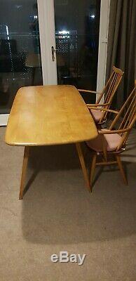Vintage Ercol dining table and 6 chairs stunning quality in light elm