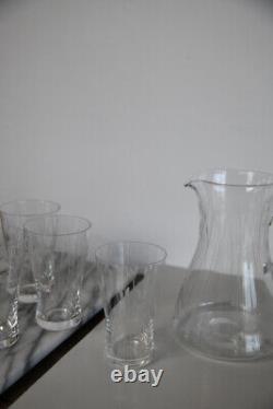 Vintage Etched Water Jug & Glasses