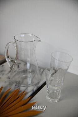 Vintage Etched Water Jug & Glasses