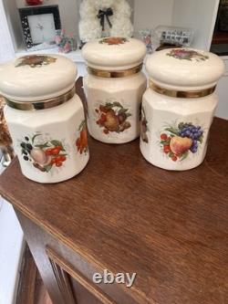 Vintage Finest Quality Earthenware Staffordshire Tea/ Coffee/ Sugar Caddies Set
