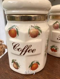Vintage Finest Quality Earthenware Staffordshire Tea/ Coffee/ Sugar Caddies Set