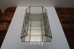 Vintage Floral Etched Glass Brass Mirrored Curio Cabinet W 9 x D 4 x H 14