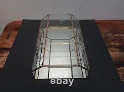 Vintage Floral Etched Glass Brass Mirrored Curio Cabinet W 9 x D 4 x H 14