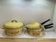 Vintage Flower Power Pan Set Enameled With Lids Retro Kitchen