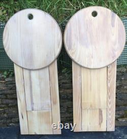 Vintage Folding Wooden Stools x2 Pine Retro Roger Tallon or Adrian Reed in Style