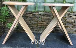 Vintage Folding Wooden Stools x2 Pine Retro Roger Tallon or Adrian Reed in Style