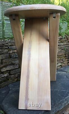 Vintage Folding Wooden Stools x2 Pine Retro Roger Tallon or Adrian Reed in Style
