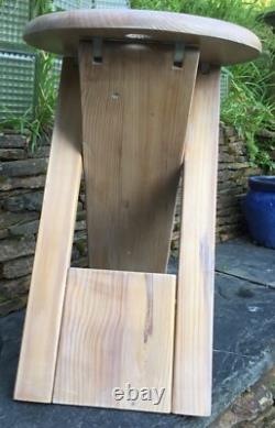 Vintage Folding Wooden Stools x2 Pine Retro Roger Tallon or Adrian Reed in Style