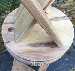 Vintage Folding Wooden Stools x2 Pine Retro Roger Tallon or Adrian Reed in Style
