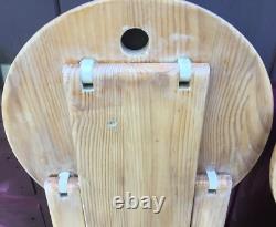 Vintage Folding Wooden Stools x2 Pine Retro Roger Tallon or Adrian Reed in Style