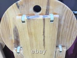 Vintage Folding Wooden Stools x2 Pine Retro Roger Tallon or Adrian Reed in Style