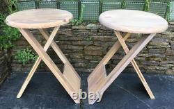 Vintage Folding Wooden Stools x2 Pine Retro Roger Tallon or Adrian Reed in Style