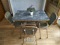 Vintage Formica Kitchen Table & 4 Chairs Marble Effect Dining Table 1950 Retro