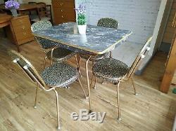 Vintage Formica Kitchen Table & 4 Chairs Marble Effect Dining Table 1950 Retro